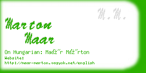 marton maar business card